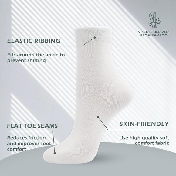 Women 5 Pairs Assorted6 Crew Thin Ankle Height Anti Odor Soft Ankle Socks - Picture 2 of 6